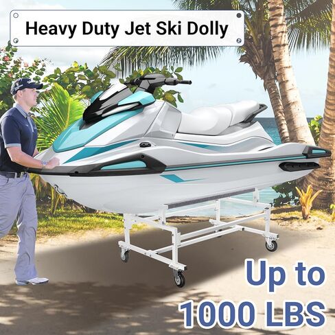 Updated Jet Ski Dolly, Heavy Duty PWC Dolly w/ 5" Swivel Wheels, 1000 LBS Load Capacity, 53"L x 34.3"W x23.4 H, Width Adjustable, Universal for Sea-Doo, Yamaha, Kawasaki in Kuwait