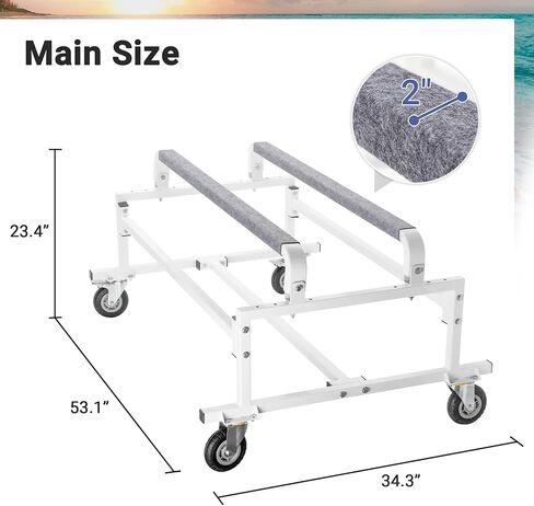 Updated Jet Ski Dolly, Heavy Duty PWC Dolly w/ 5" Swivel Wheels, 1000 LBS Load Capacity, 53"L x 34.3"W x23.4 H, Width Adjustable, Universal for Sea-Doo, Yamaha, Kawasaki in Kuwait