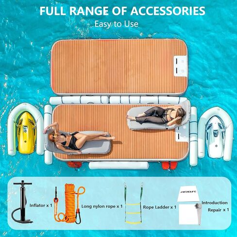 حوض عائم قابل للنفخ مع حبيبات خشبية EVA، منصة سباحة عائمة للمياه غير قابلة للانزلاق مع سلم قابل للفصل منصة سباحة على شكل طوف لبحيرة حمام السباحة والمحيط in Kuwait