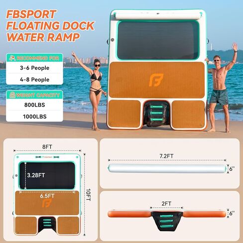 FBSPORT Inflatable Floating Dock 10ft/8ft Dog Boat Ramp in One, Floating Docks Dog Pool Ramp with Water Hammock, Lake Floats for Adults Inflatable Island Platform Water Raft with Ladder in Kuwait