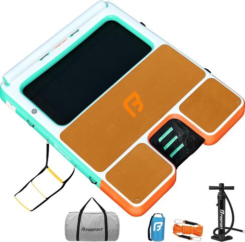 FBSPORT Inflatable Floating Dock 10ft/8ft Dog Boat Ramp in One, Floating Docks Dog Pool Ramp with Water Hammock, Lake Floats for Adults Inflatable Island Platform Water Raft with Ladder in Kuwait