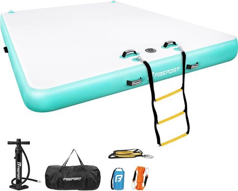 FBSPORT Inflatable Floating Dock, 10ft 8ft 6ft Inflatable Air Dock Platform for Lake Floating Island Raft with Non-Slip Surface, Inflatable Water Floating Dock Mat for Pool Beach Ocean in Kuwait