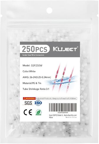 Kuject Solder Seal Wire Connectors, Solder Seal Heat Shrink Butt Connectors Terminals Solders Sleeve Waterproof Wire Splice Connector for Marine Automotive Boat Wire Joint in Kuwait
