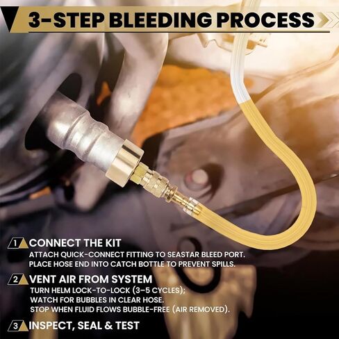 Hydraulic Steering Bleed Kit for Sea Star Systems, Quick Connect Fluid Filler Hose, Fits All Outboard, Sterndrive & Inboard Hydraulic Steering in Saudi Arabia