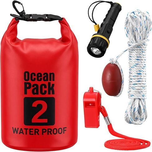 Boat Safety Kit Boat Essentials Kit Include 2L Waterproof Dry Bag LED Flashlight Survival Whistle Float and Line Emergency Set for Kayaks Canoe Sailboat Paddle Board in Saudi Arabia