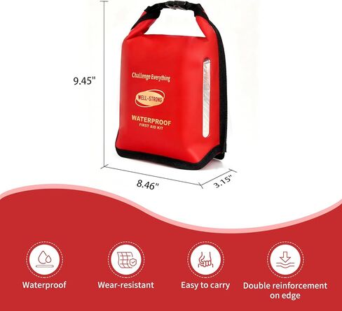 مجموعة الإسعافات الأولية المقاومة للماء مع شريط إغلاق، مجموعة سلامة القوارب البحرية 226 قطعة، مجموعة الطوارئ الطبية مع إغلاق علوي ملفوف وإبزيم للتجديف والصيد والقوارب في الهواء الطلق in Kuwait