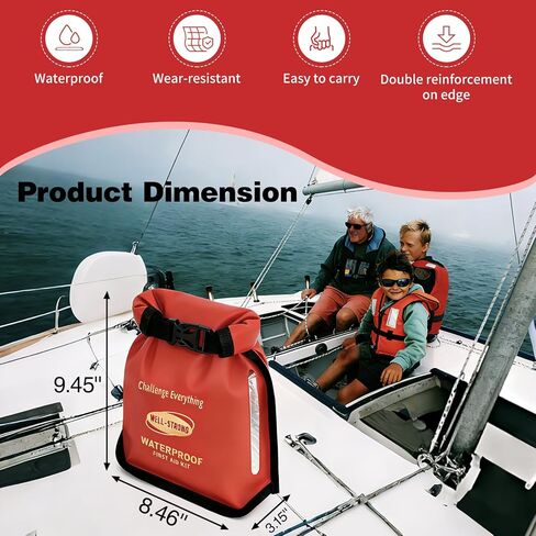 مجموعة الإسعافات الأولية المقاومة للماء مكونة من 226 قطعة من أدوات سلامة القوارب البحرية، مجموعة الطوارئ الطبية مع إغلاق علوي ملفوف وإبزيم للتجديف والصيد والقوارب في الهواء الطلق in Kuwait