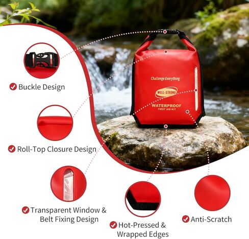 مجموعة الإسعافات الأولية المقاومة للماء مكونة من 226 قطعة من أدوات سلامة القوارب البحرية، مجموعة الطوارئ الطبية مع إغلاق علوي ملفوف وإبزيم للتجديف والصيد والقوارب في الهواء الطلق in Kuwait