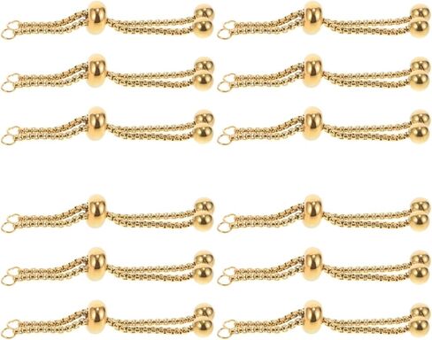 THAUX 3PCS سوار منزلق قابل للتعديل - سلاسل تمديد سوار الفولاذ المقاوم للصدأ لمجوهرات DIY صنع الذهب مطلي in Kuwait