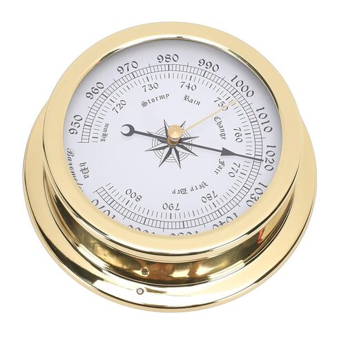 4.7 Inch Brass Marine Barometer, Accurate Air Pressure Measurement with White Dial and Black Gold Scales, for Yachts Cargo Ships Vessels Indoor Office in Kuwait
