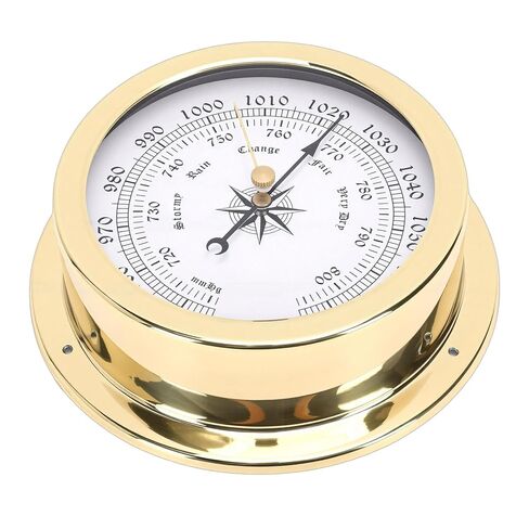4.7 Inch Brass Marine Barometer, Accurate Air Pressure Measurement with White Dial and Black Gold Scales, for Yachts Cargo Ships Vessels Indoor Office in Kuwait