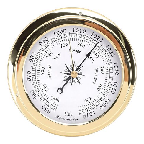4.7 Inch Brass Marine Barometer, Accurate Air Pressure Measurement with White Dial and Black Gold Scales, for Yachts Cargo Ships Vessels Indoor Office in Kuwait
