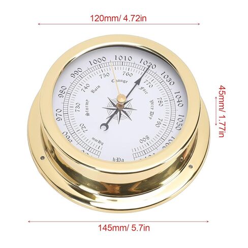 4.7 Inch Brass Marine Barometer, Accurate Air Pressure Measurement with White Dial and Black Gold Scales, for Yachts Cargo Ships Vessels Indoor Office in Kuwait
