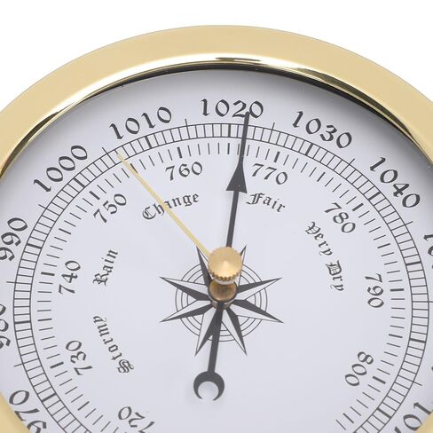 4.7 Inch Brass Marine Barometer, Accurate Air Pressure Measurement with White Dial and Black Gold Scales, for Yachts Cargo Ships Vessels Indoor Office in Kuwait