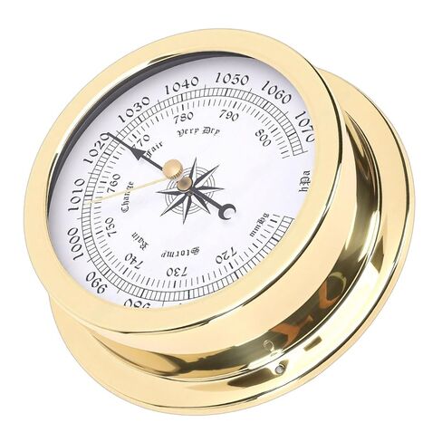 4.7 Inch Brass Marine Barometer, Accurate Air Pressure Measurement with White Dial and Black Gold Scales, for Yachts Cargo Ships Vessels Indoor Office in Kuwait