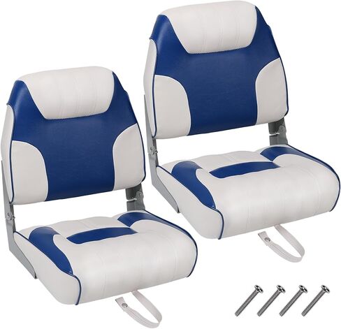 GarveeLife 2 Pack Boat Seats, Low Back Folding Boat Seats - Fishing Boat Chairs With Thick Sponge Padding, Hinge & Fold-Down Design for Speedboat, Canoe, Sightseeing Boats in Kuwait