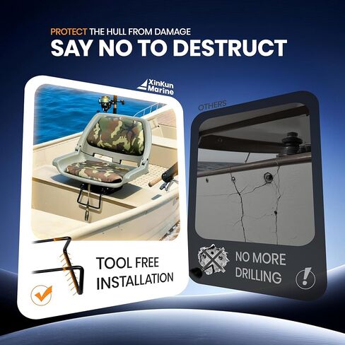 360° Swivel Boat Seat Mount Base, Adjustable 7.5-18" Clamp On Heavy Duty Steel, for Jon Fishing Bass Kayak Skiff Boat in Kuwait