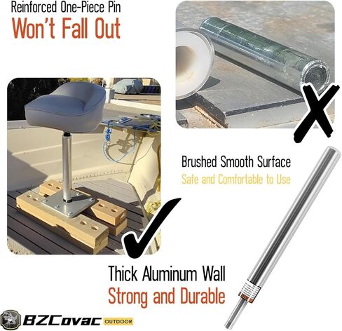 3/4" Boat Seat Pin Post, Lock-in Style Non-Threaded Pedestal Post for Marine Boat Seat Mounting, Aluminum Extension Pole for Pontoon, Fishing Boat, Bass Boat, and More in Saudi Arabia