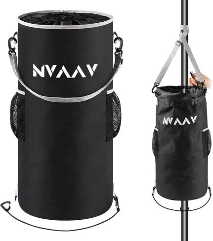 Portable Waterproof Boat Trash Can with 6 Clips, 10-13Gal Reusable Leakproof Boat Trash Bag, Pontoon Boat Garbage Accessories with 2 Side Pockets, Marine Trash Container for Kayak, Camper, RV, Fishing in Kuwait