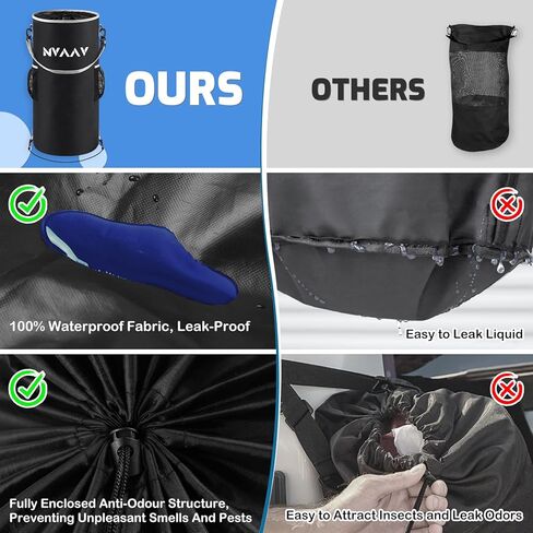 Portable Waterproof Boat Trash Can with 6 Clips, 10-13Gal Reusable Leakproof Boat Trash Bag, Pontoon Boat Garbage Accessories with 2 Side Pockets, Marine Trash Container for Kayak, Camper, RV, Fishing in Kuwait