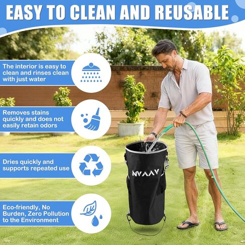 Portable Waterproof Boat Trash Can with 6 Clips, 10-13Gal Reusable Leakproof Boat Trash Bag, Pontoon Boat Garbage Accessories with 2 Side Pockets, Marine Trash Container for Kayak, Camper, RV, Fishing in Kuwait