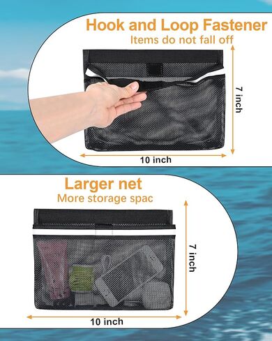 Boat Storage Accessories, 2PCS Closable PVC Reflective Self-Adhesive Universal Boat Caddy Organizer Mesh Bag for Gloves, Tools, Tackle, Gear in Kuwait
