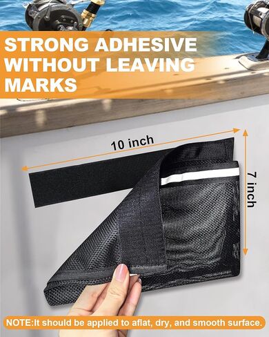 Boat Storage Accessories, 2PCS Closable PVC Reflective Self-Adhesive Universal Boat Caddy Organizer Mesh Bag for Gloves, Tools, Tackle, Gear in Kuwait