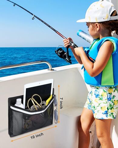 Boat Storage Accessories, 2PCS Closable PVC Reflective Self-Adhesive Universal Boat Caddy Organizer Mesh Bag for Gloves, Tools, Tackle, Gear in Kuwait