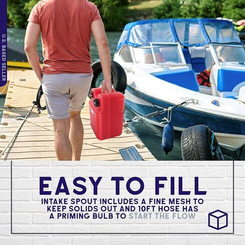 مجموعة خزان غاز القارب من بيسبلاي سعة 6 جالون - خزان وقود القوارب البحرية البلاستيكي المحمول مع خرطوم التعبئة in Kuwait