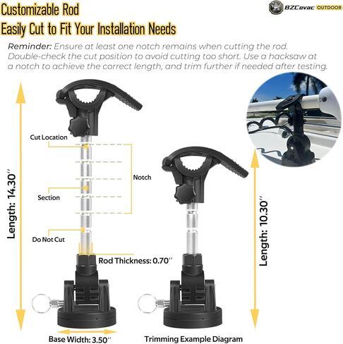 حامل دعم مثبت محرك التصيد لـ Minn Kota Terrova/Ulterra/PowerDrive/Riptide، Garmin Force Kraken، MotorGuide Xi5/Xi3/Tour Pro - ممتص الصدمات، تقليل الارتداد - قضيب ألومنيوم قابل للتعديل in Saudi Arabia