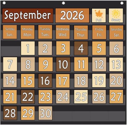 TOGETRUE Classroom Calendar Pocket Chart, Monthly Calendars and Weather Set with 82 Cards for Classroom, Homeschool Supplies for Kids Easy Learning (Black) in Kuwait