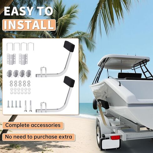 دليل مقطورة القارب من ECOTRIC، دليل لوح بطابقين بطول 2 قدم، على القضبان من الفولاذ المجلفن مع طقم سجاد من الدرجة البحرية 75 درجة in Saudi Arabia