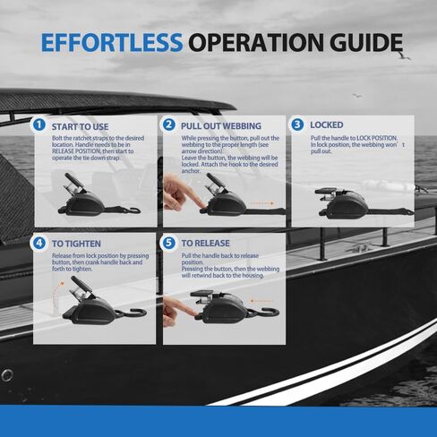 قابل للسحب قارب رافدة التعادل أسفل الأشرطة قارب مقطورة التعادل أسفل حزام 2x43 بوصة، 2500 رطل قوة كسر مع قفل الإفراج السريع (البلاستيك) in Kuwait