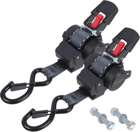 Ayaport Retractable Ratchet Straps 1 inch x 6ft, 2PK Bolt-on Tie Down Straps to Trailer - 1500lbs Break Strength, Transom Tie Downs for Cargo, Motorcycles, Jet Ski in Kuwait
