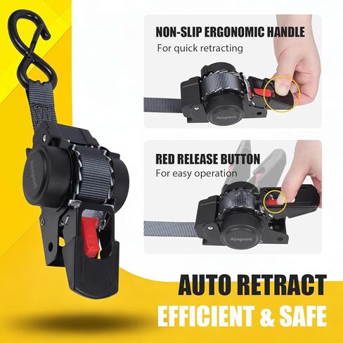 Ayaport Retractable Ratchet Straps 1 inch x 6ft, 2PK Bolt-on Tie Down Straps to Trailer - 1500lbs Break Strength, Transom Tie Downs for Cargo, Motorcycles, Jet Ski in Saudi Arabia