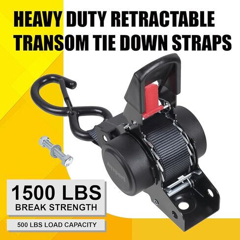 Ayaport Retractable Ratchet Straps 1 inch x 6ft, 2PK Bolt-on Tie Down Straps to Trailer - 1500lbs Break Strength, Transom Tie Downs for Cargo, Motorcycles, Jet Ski in Saudi Arabia