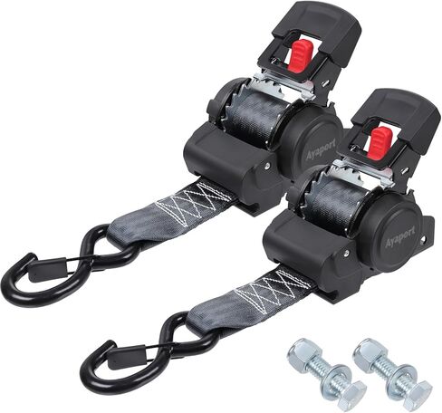 Ayaport Retractable Ratchet Straps 1 inch x 6ft, 2PK Bolt-on Tie Down Straps to Trailer - 1500lbs Break Strength, Transom Tie Downs for Cargo, Motorcycles, Jet Ski in Saudi Arabia