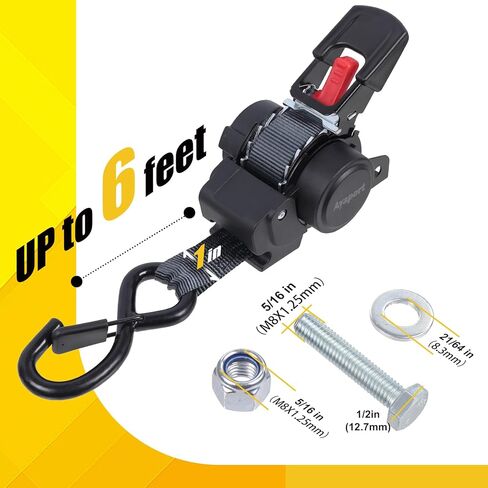 Ayaport Retractable Ratchet Straps 1 inch x 6ft, 2PK Bolt-on Tie Down Straps to Trailer - 1500lbs Break Strength, Transom Tie Downs for Cargo, Motorcycles, Jet Ski in Saudi Arabia