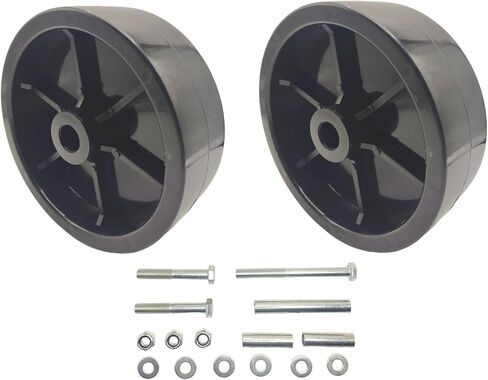 2 Pack 6 Inch Boat Trailer Jack Wheels, Universal Black Plastic Caster Wheels for Boat RV Trailers and Caravans, Heavy Duty Travel Freight Wheel Replacement, 2000Lbs Capacity, Include Hardware in Kuwait