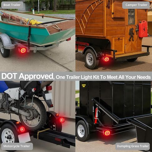 Justech Submersible LED Trailer Light Kit Square Boat Trailer Lights+2 Side Markers with 26FT Wiring Harness Reflective Stickers Combined Stop Turn Tail License Lights for Boat Trailer 12V in Saudi Arabia