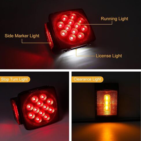 LED Trailer Light Kit, 12V Submersible Boat Trailer Tail Light and Wiring Kit, IP68 Waterproof for Under 80 Inch Boat utility Trailer Trucks Campers RVs Snowmobiles DOT Compliant in Kuwait