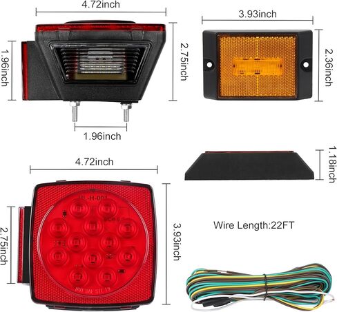 LED Trailer Light Kit, 12V Submersible Boat Trailer Tail Light and Wiring Kit, IP68 Waterproof for Under 80 Inch Boat utility Trailer Trucks Campers RVs Snowmobiles DOT Compliant in Kuwait
