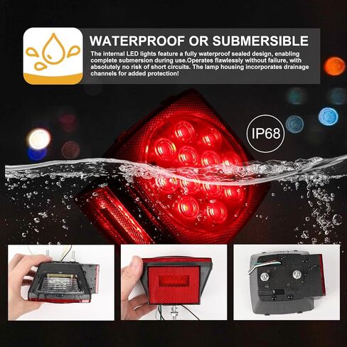 LED Trailer Light Kit, 12V Submersible Boat Trailer Tail Light and Wiring Kit, IP68 Waterproof for Under 80 Inch Boat utility Trailer Trucks Campers RVs Snowmobiles DOT Compliant in Kuwait