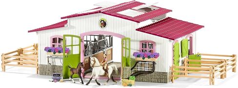 Schleich Horse Club - 60pc Little Horseshoe Open Playet - مع تماثيل حصان وشخصية الحركة والمستقر والإكسسوارات - ألعاب الخيول للفتيات والفتيان - الأطفال الذين تتراوح أعمارهم بين 5 سنوات | 42703 in Saudi Arabia