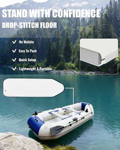 10FT Inflatable Fishing Boat for Adults with Drop-Stitch Floor 3–4 Persons PVC Inflatable Boat USCG Approved in Kuwait