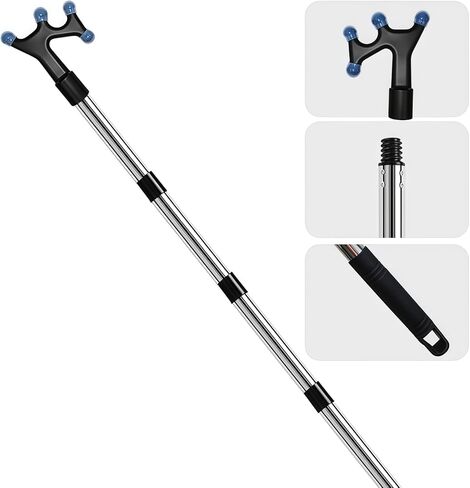 خطاف قارب مع عمود تمديد قابل للتعديل بطول 3-12 قدم، عمود دفع للقارب، ملحقات قارب من الفولاذ المقاوم للصدأ مع مطاط واقي، طقم قضيب ربط أعمدة نهاية ملولبة لرسو السفن والدفع والسحب والقوارب in Kuwait