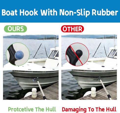 خطاف قارب مع عمود تمديد قابل للتعديل بطول 3-12 قدم، عمود دفع للقارب، ملحقات قارب من الفولاذ المقاوم للصدأ مع مطاط واقي، طقم قضيب ربط أعمدة نهاية ملولبة لرسو السفن والدفع والسحب والقوارب in Kuwait