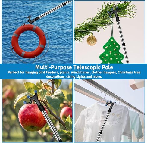 خطاف قارب مع عمود تمديد قابل للتعديل بطول 3-12 قدم، عمود دفع للقارب، ملحقات قارب من الفولاذ المقاوم للصدأ مع مطاط واقي، طقم قضيب ربط أعمدة نهاية ملولبة لرسو السفن والدفع والسحب والقوارب in Kuwait