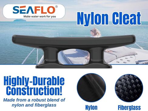SEAFLO Boat Cleat Black Nylon Dock Cleat Kayak Cleat, 3", 4", 5", 6", 8" - (Choose Size & Qty) in Kuwait