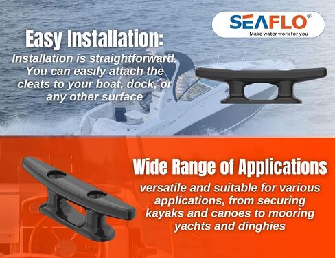 SEAFLO Boat Cleat Black Nylon Dock Cleat Kayak Cleat, 3", 4", 5", 6", 8" - (Choose Size & Qty) in Kuwait